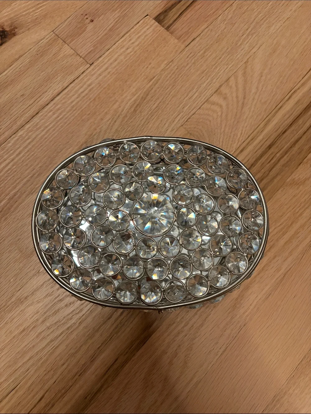 Crystal Accent Decorative Jewelry Box - Silver